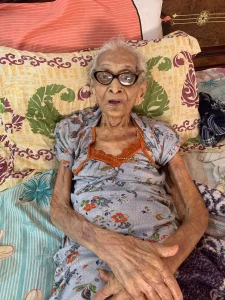 102-year-old Valiben Keshavbhai Patel of Magrolia village of Bardoli taluk in Bardoli parliamentary constituency voted by postal ballot.