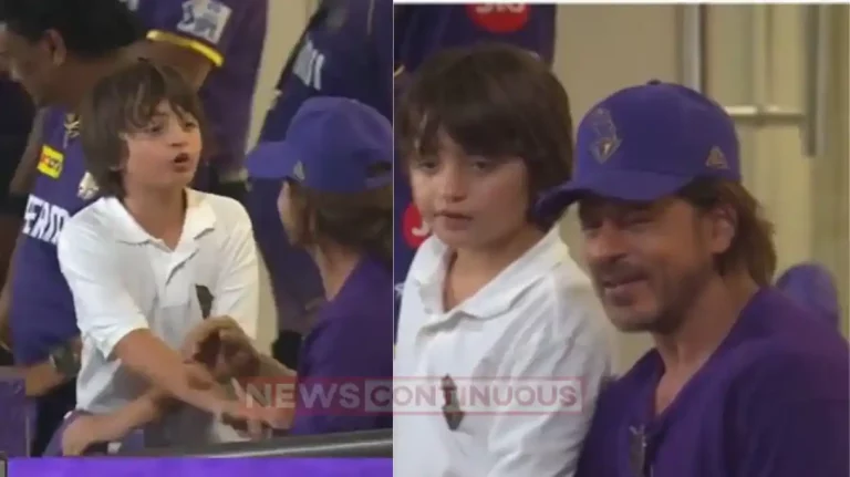 Shahrukh khan and abram khan video goes viral during ipl match