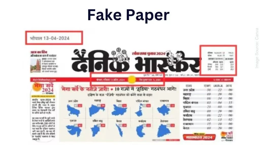 Fact Check : The viral screenshot claiming that the Dainik Bhaskar survey predicts I.N.D.I.A bloc lead in 10 states is fake