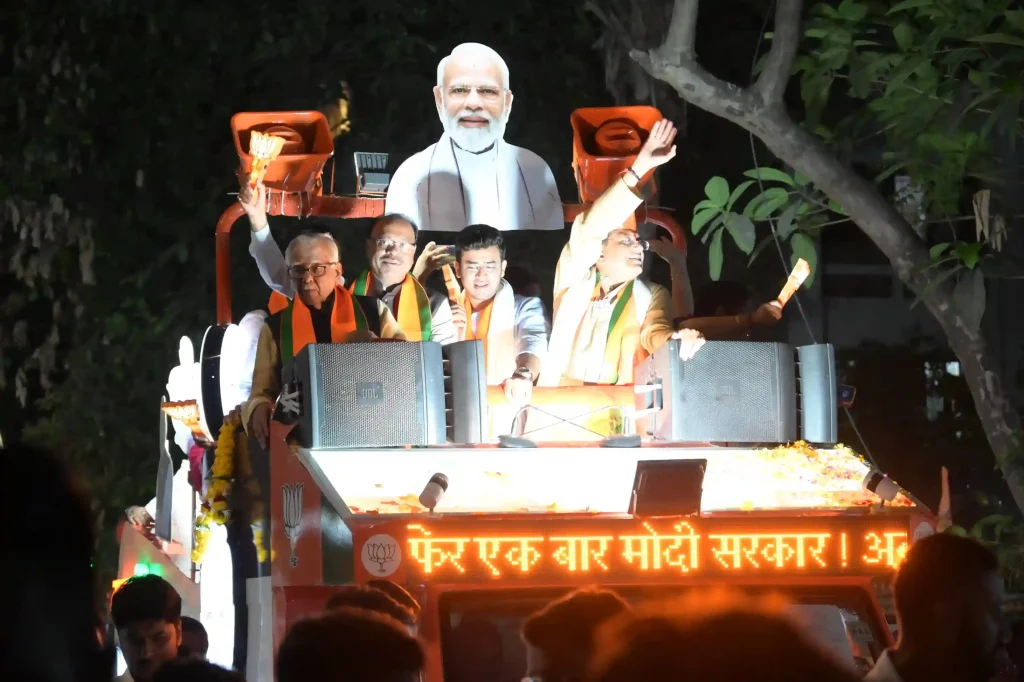 BJP Mahayutia candidate Tejashwi Surya joined Union Minister Piyush Goyal's Rath Yatra