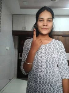 First time voters in Ahmedabad are proud to participate in democracy by voting for the first time in their lives.