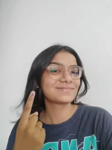 First time voters in Ahmedabad are proud to participate in democracy by voting for the first time in their lives.