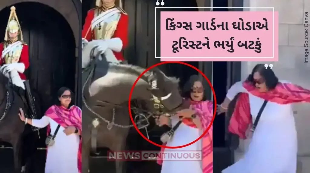 King's Guard Horse King's Guard horse bites tourist as she touches it while posing for pic. Video