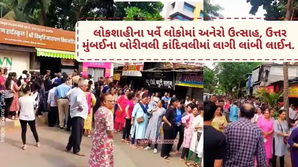 Long line people outside polling station for voting during elections