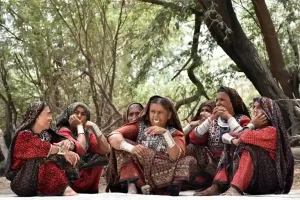 Polling station set up in shipping container for voters of Aliabet surrounded by water
