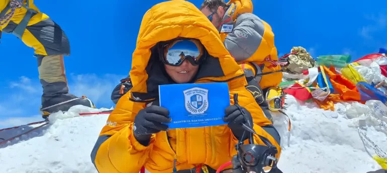 Rashtriya Raksha University (RRU) celebrates student Kabak Yano's remarkable achievement of summiting Mount Everest