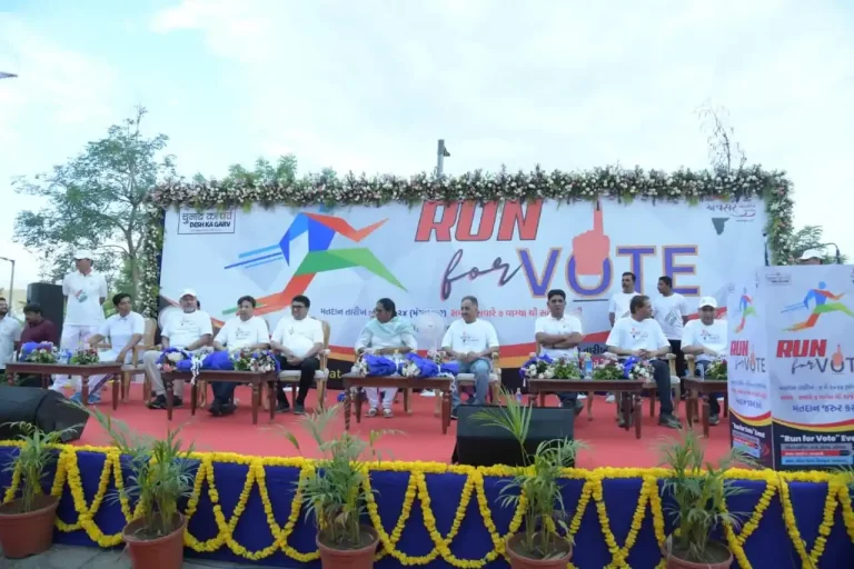 'Run for Vote' program held at Sabarmati Riverfront for voting awareness in Ahmedabad district.