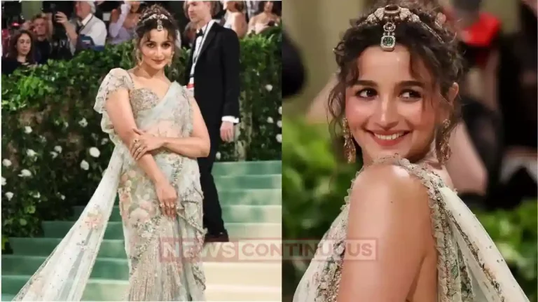 alia bhatt met gala 2024 floral saree by sabyasachi mukherjee