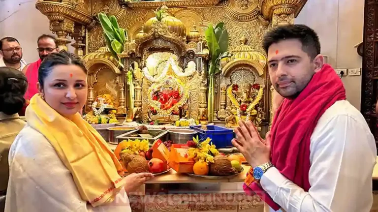 parineeti chopra raghav chadha seen together in siddhivinayak temple parineeti chopra raghav chadha seen together in siddhivinayak temple