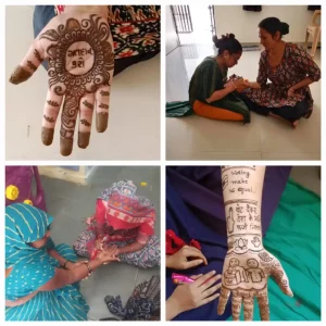 schools of Ahmedabad district enthusiastically participated in the mehndi program to spread the message of voting awareness.