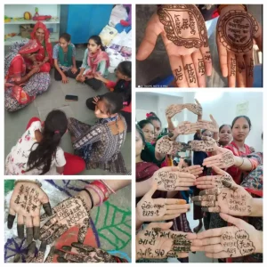 schools of Ahmedabad district enthusiastically participated in the mehndi program to spread the message of voting awareness.