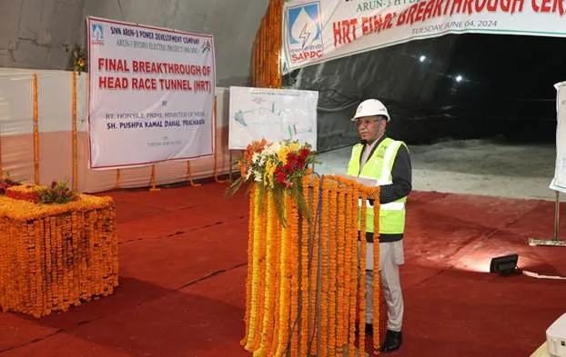Arun-3 Hydro Electric Project : Nepal PM triggers last blast of head race tunnel of Arun-3 Hydro Electric Project