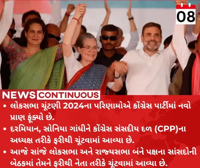 Congress Parliamentary Chief Sonia Gandhi appointed Congress Parliamentary Party chairperson