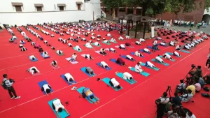 International Yoga Day was celebrated on the theme 'Yoga for Self and Society' at the historic fort of Surat under the chairmanship of Union Water Power Minister CR Patil.