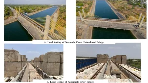  metro train from Motera to Gandhinagar, load testing was done on the Sabarmati and Narmada canal bridges on the metro route.