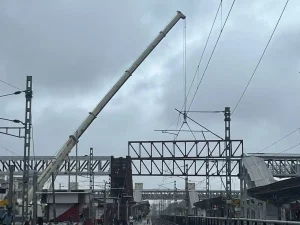 2 span launch for construction of new foot over bridge at Mehsana station