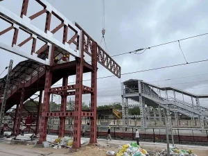 2 span launch for construction of new foot over bridge at Mehsana station