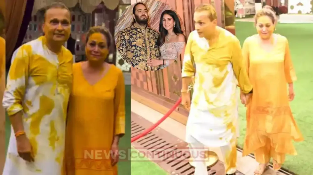 Anant and radhika haldi ceremony anil ambani and tina ambani drenched in turmeric