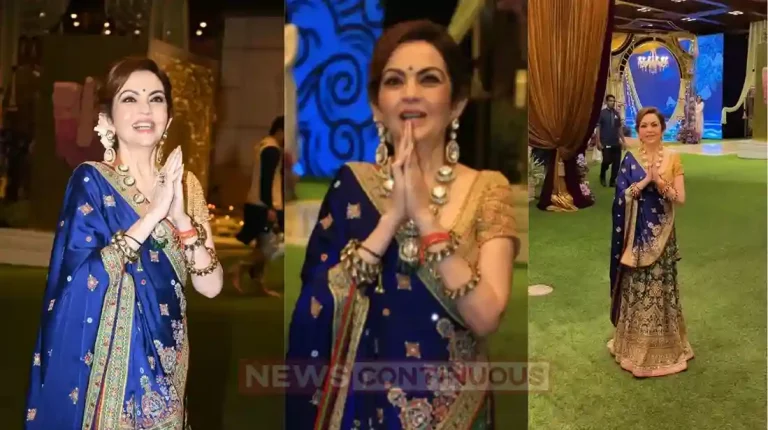 Anant and radhika mehndi ceremony nita ambani stole lime lite in abu jani and sandeep khosla lehenga choli