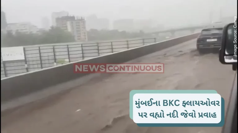 Mumbai Rain A stream like a river flowed over Mumbai's BKC flyover