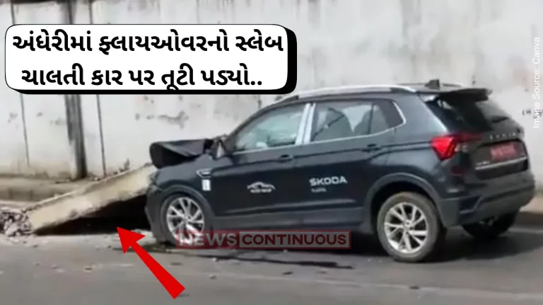 Mumbai news Part Of The Roof Of The Flyover Collapsed On The Car Luckily No One Was Injured Mumbai