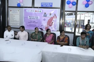 Bhanuben Babariya, Minister for Women and Child Welfare launching the Statewide World Breastfeeding Week at Gandhinagar Civil Hospital