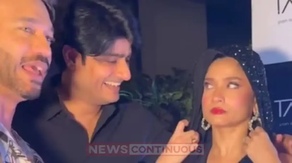 ankita lokhande looks angry after sandeep singh pulled down her dress