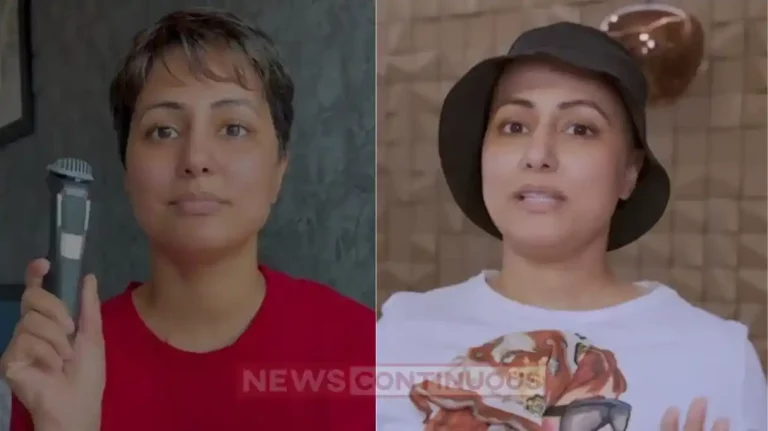 hina khan breast cancer shaves head shares emotional video