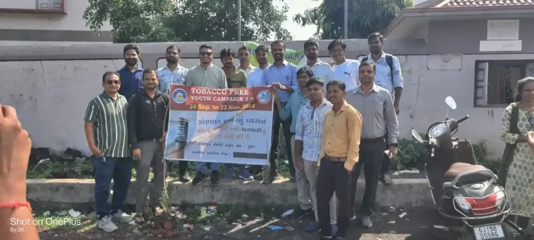 Public awareness campaign under Tobacco Free Youth Campaign 2.0 in Bardoli, Surat, punitive action against these shopkeepers.