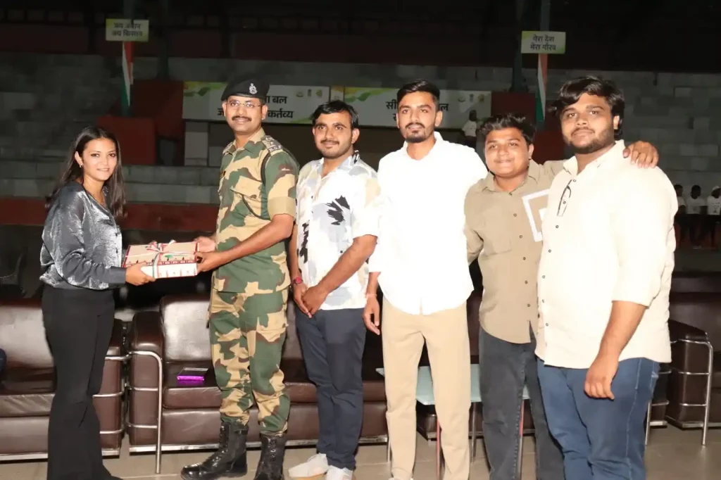 Youth representatives of Nehru Yuva Kendra Surat wished Happy Diwali to Soldiers at Nadabet Indo-Pak Border