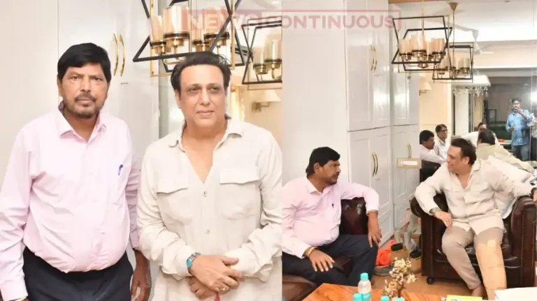 rajya sabha mp ramdas athawale meets govinda at his residence for actor health update rajya sabha mp ramdas athawale meets govinda at his residence for actor health update