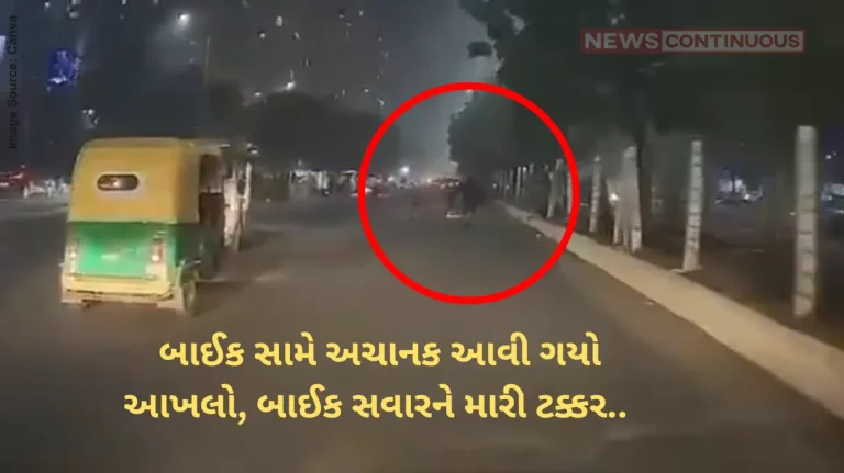 Bull Attack video Man thrown off bike, injured, after bull runs into him in Greater Noida