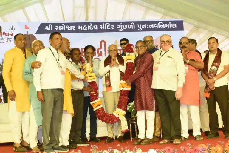 CM Bhupendra Patel at the Maharudri Yagna and Pran Pratistha Mahotsav Rameshwar Temple Mehsana