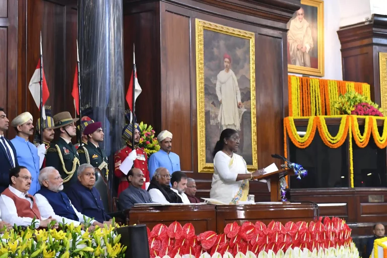 Celebrating 75 years of Constitution in Parliament House, President Draupadi Murmu addressed..