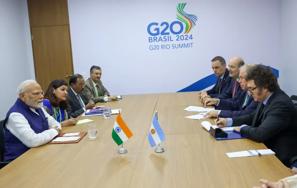 PM Modi met the President of Argentina Javier Milei