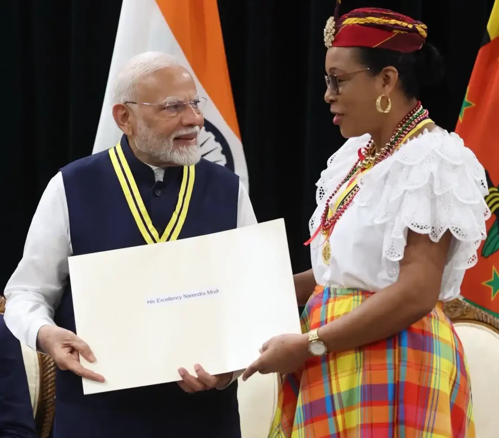 PM Modi was honored with Dominica's highest national award