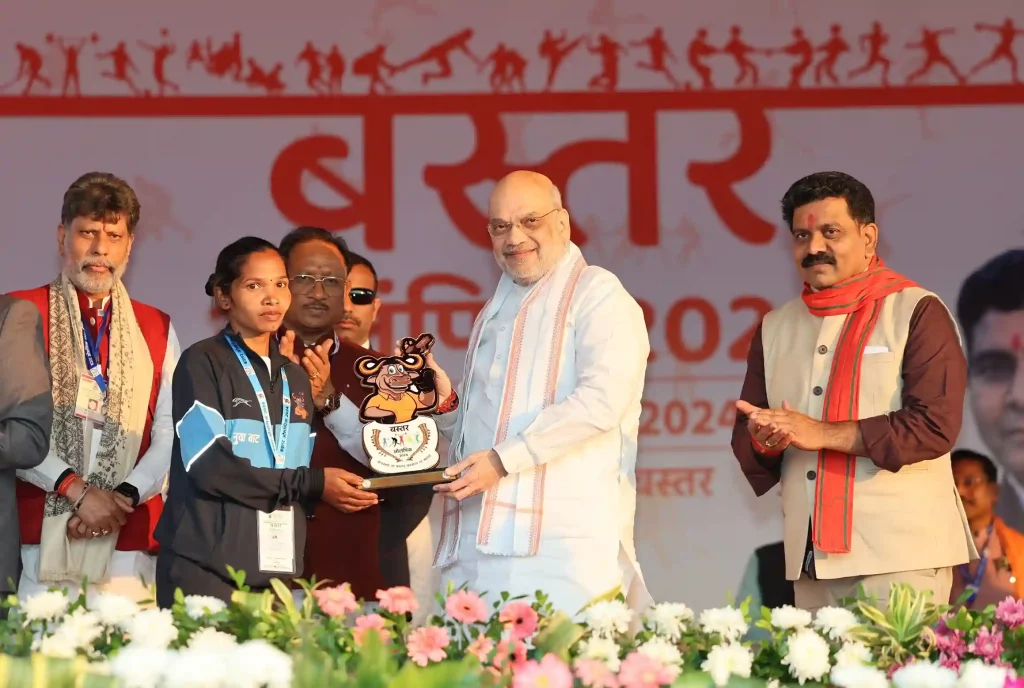 Amit Shah attended the closing ceremony of Bastar Olympics in Jagdalpur, Chhattisgarh as Chief Guest.