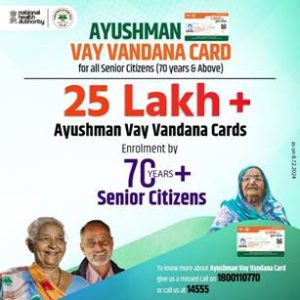Enrollment for Ayushman Vay Vandana Card reaches 25 lakh