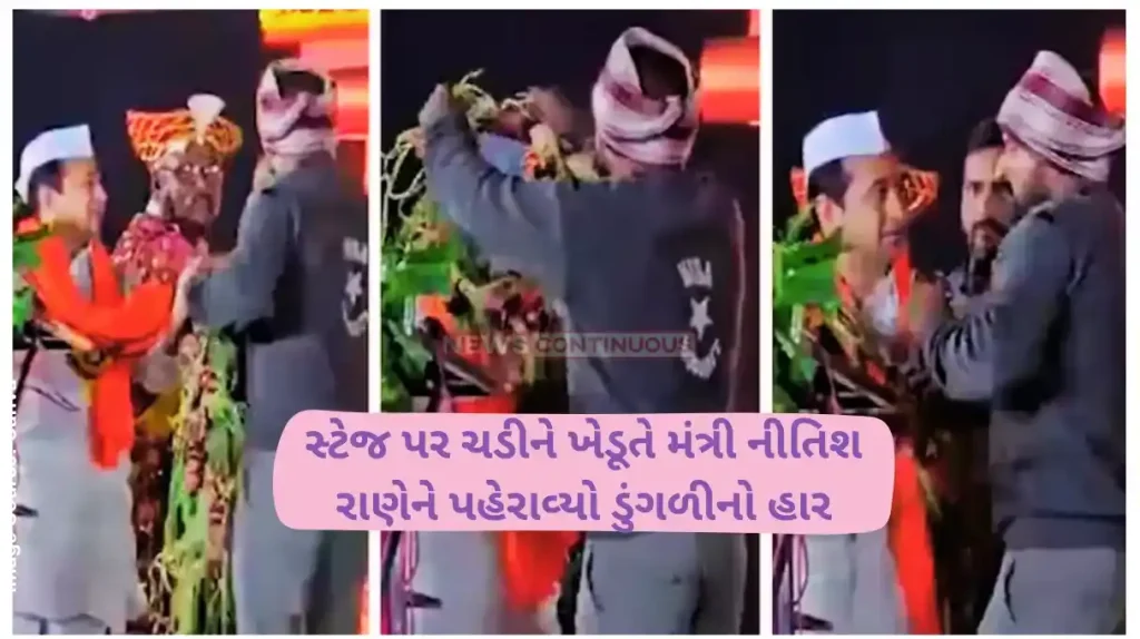 Nitesh Rane Farmer garlands Maharashtra minister Nitesh Rane with onions over price drop