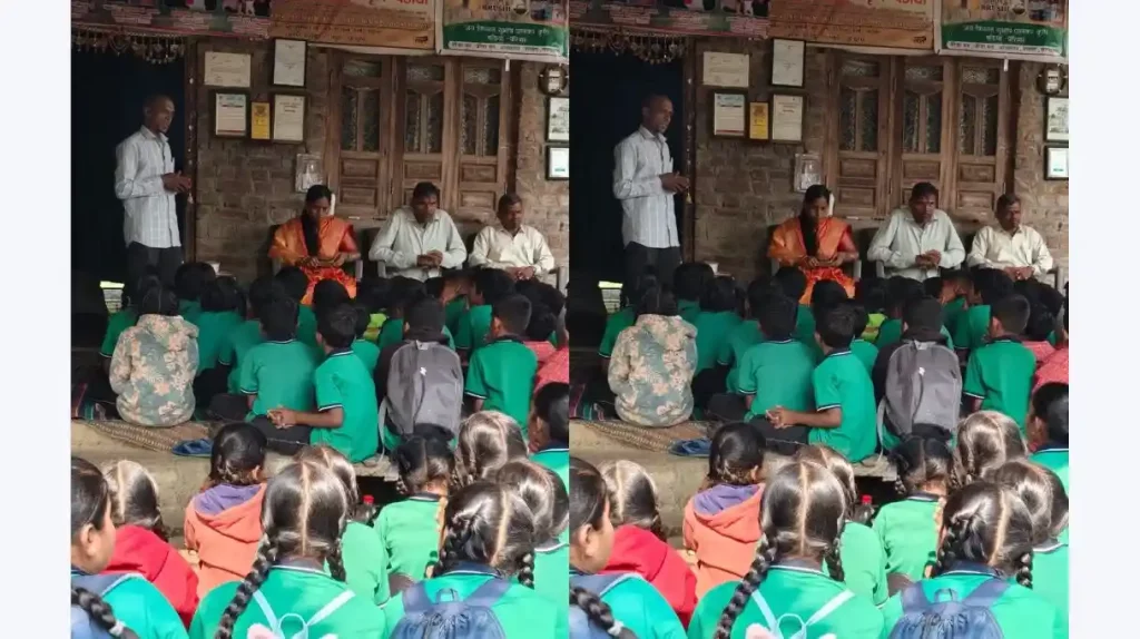 To gain knowledge about natural agriculture, students from Kalkawa School visited the Mahuvana Wadiya Natural Agriculture Model
