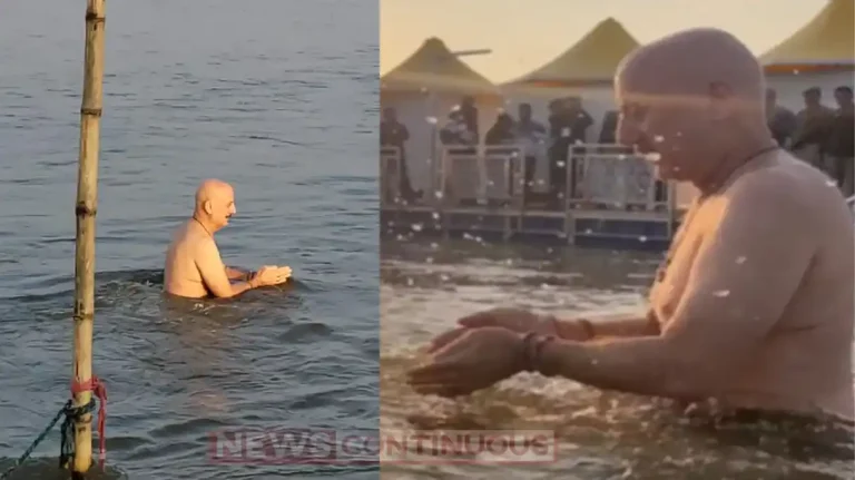 Mahakumbh 2025 anupam kher holy dip in triveni sangam in prayagraj