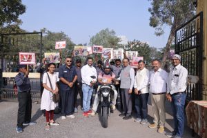 Veer Narmad Gujarat University launched a campaign for compulsory helmet wearing for a month