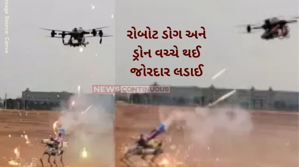 War Of Future Robot dog battles drone in fireworks fight, sparking future warfare concerns