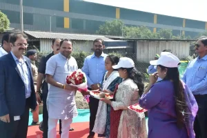 AMNS India Minister of State for Forest and Environment Mukeshbhai Patel inaugurated a canteen run by Sakhi Mandal