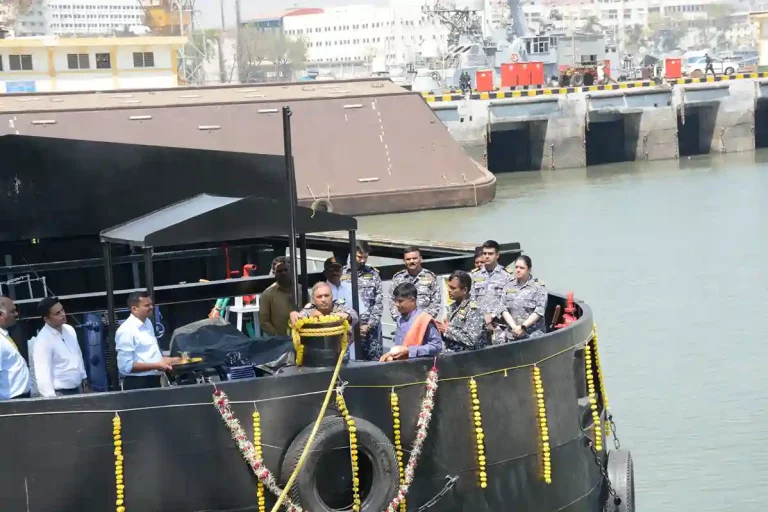Indian Navy Delivery of Eighth Missile Cum Ammunition MCA Barge, LSAM 11 Yard 79