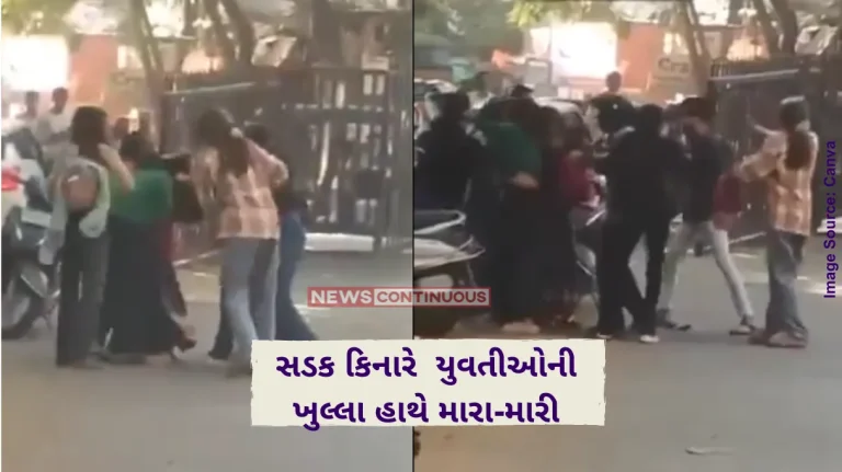 Women Street Fight two groups of girls fighting in front of college