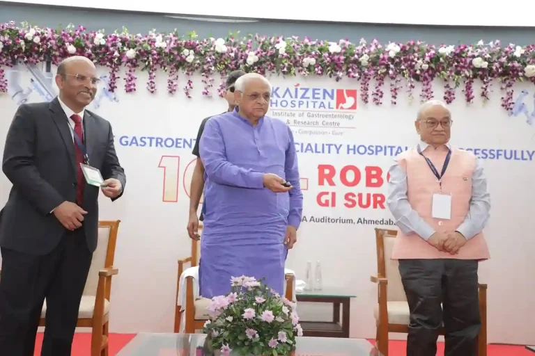 Chief Minister Bhupendra Patel virtually inaugurated Kaizen Hospital’s ‘Centre of Excellence in Robotic Gastrointestinal Surgery’ in Ahmedabad Chief Minister Bhupendra Patel virtually inaugurated Kaizen Hospital's 'Centre of Excellence in Robotic Gastrointestinal Surgery' in Ahmedabad