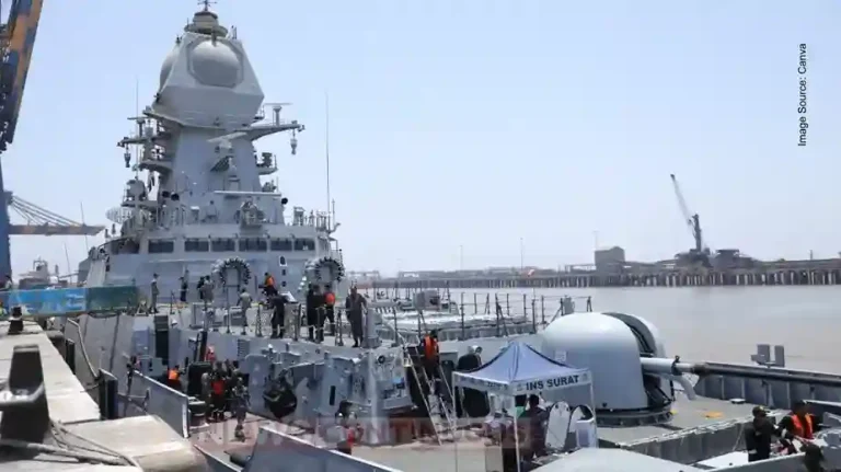 Indian Navy’s Modern Warship 'INS Surat' Arrives at Hazira Coast