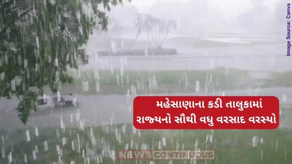 Gujarat rain Kadi taluka of Mehsana received the highest rainfall of 3.6 inches in the state during the last 24 hours.