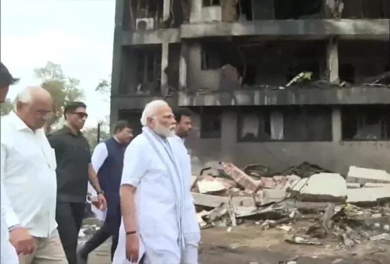 PM Modi Ahmedabad Visit Air India plane mishap PM Modi visits crash site, assesses ground situation in Ahmedabad